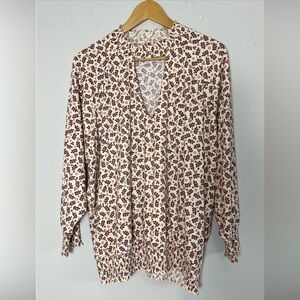 Torrid Blouse Floral Long Sleeve V-Neck Keyhole Sz 2 Peasant Cottage Country XXL